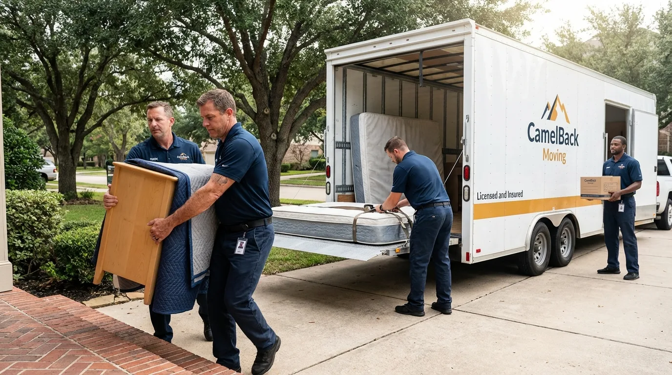 Crew loading residential truck for cross-state move from Kaufman, TX