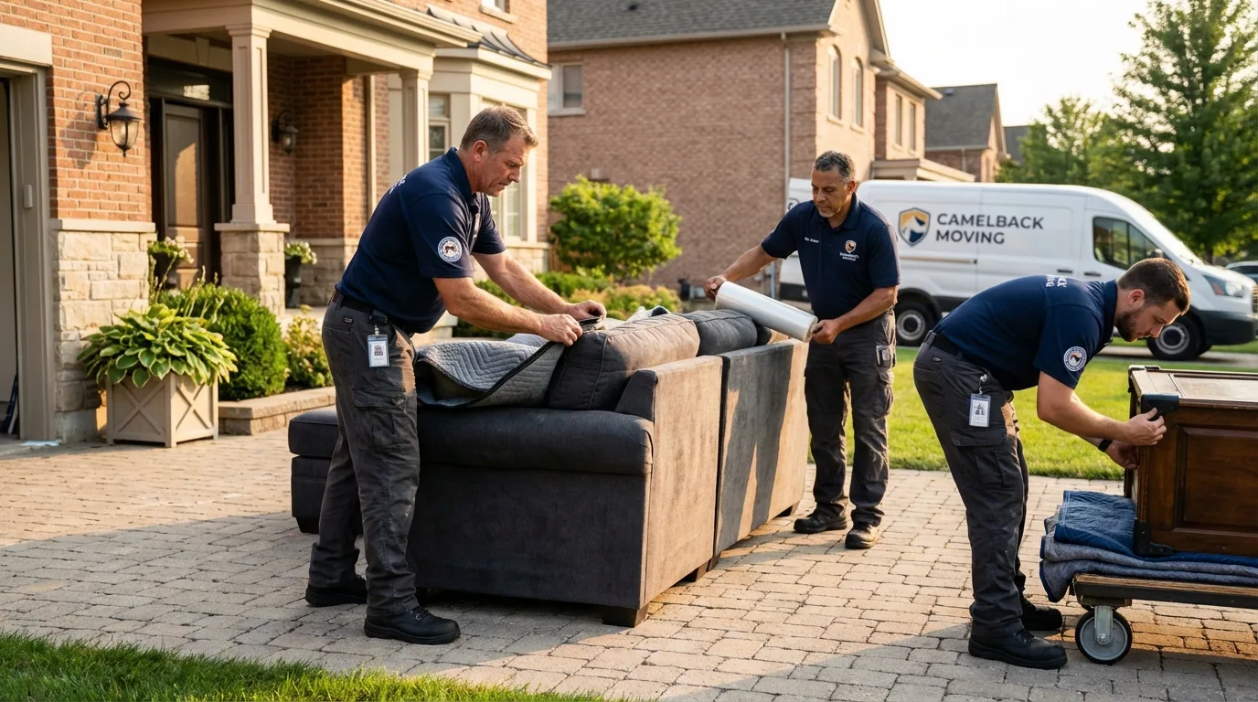 Large estate moving crew wrapping furniture in Kaufman, TX